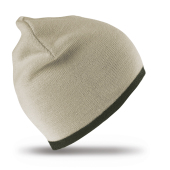 Soft Feel Cuffless Reversible Beanie - Stone/Olive - One Size
