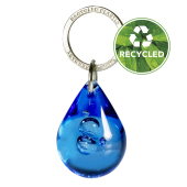 Sleutelhanger druppel recycled transparant blauw