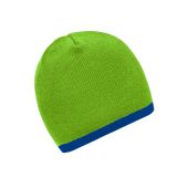 MB7584 Beanie with Contrasting Border lime/royal one size
