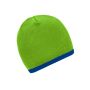 MB7584 Beanie with Contrasting Border - lime-green/royal - one size