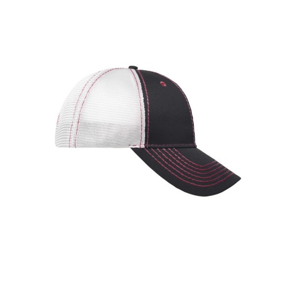MB6229 6 Panel Mesh Cap grafiet/rood/wit one size