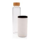 Borosilicaatglas fles met PU sleeve, wit