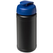 Baseline® Plus 500 ml sportflaska med uppfällbart lock - Svart/Blå