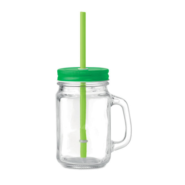 TROPICAL TWIST - Glass Mason jar with straw