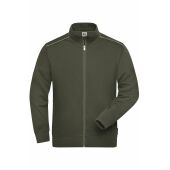 Men's Workwear Sweat-Jacket - SOLID - - olive - 6XL