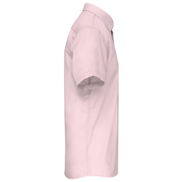 Overhemd in onderhoudsvriendelijk polykatoen-popeline korte mouwen heren Pale Pink M