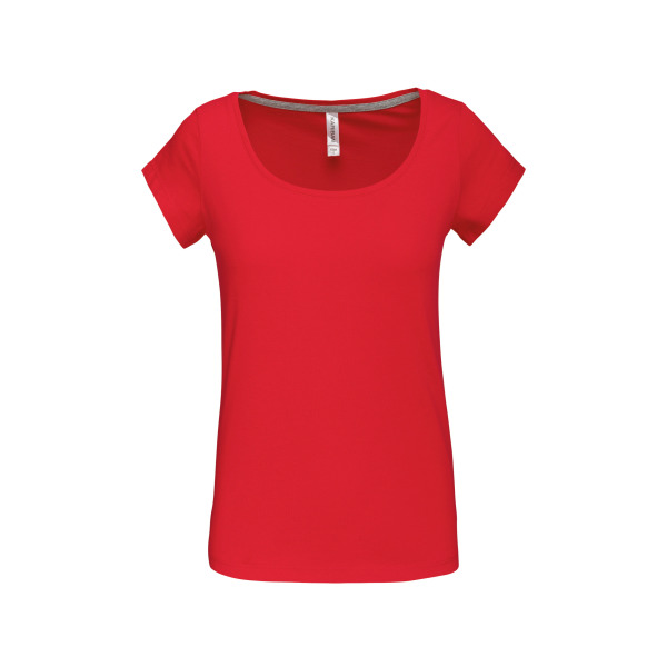 Dames-t-shirt korte mouwen met boothals Red M