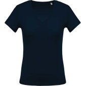 Ladies' short-sleeved V-neck T-shirt Navy XXL