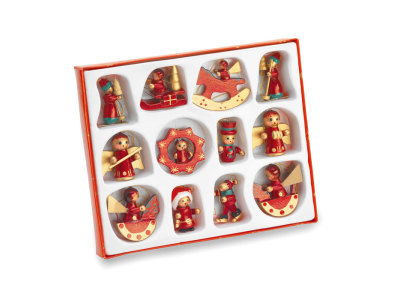 LAPONIA - Set 12 houten kerstboomhangers LAPONIA - Set 12 houten kerstboomhangers