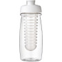 H2O Active® Pulse 600 ml sportfles en infuser met flipcapdeksel - Transparant/Wit