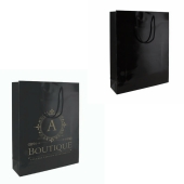 Zwarte glans gelamineerde papieren tas 20 x 26 x 8 cm