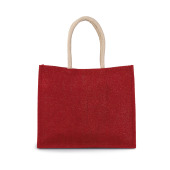 Jute Strandtas Cherry Red / Gold One Size