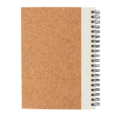 Kurk spiraal notitieboek met pen, wit