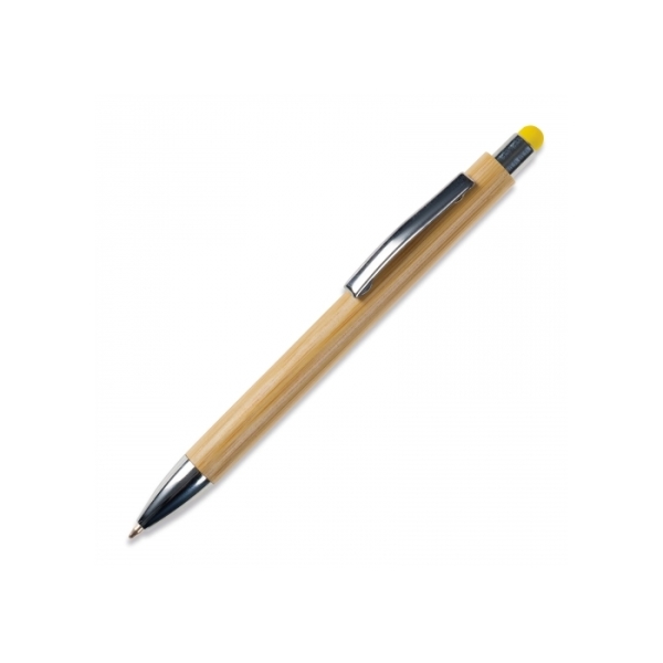 Ball pen New York bamboo with stylus - Yellow