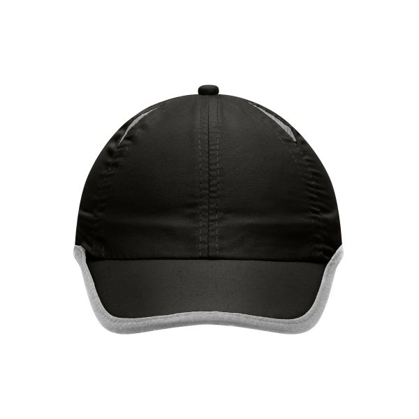 MB6156 6 Panel Micro-Edge Sports Cap - black/light-grey - one size