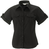 Ladies' Roll Sleeve Shirt - Short Sleeve Black XS