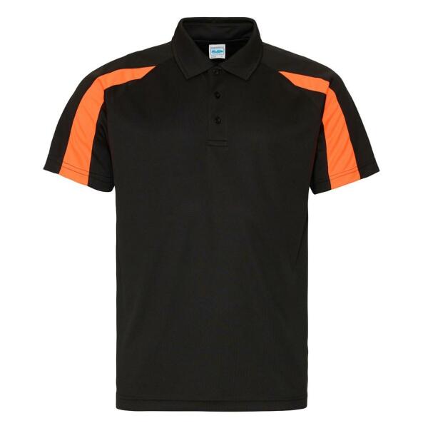 AWDis Cool Contrast Polo Shirt, Jet Black/Electric Orange, XXL, Just Cool