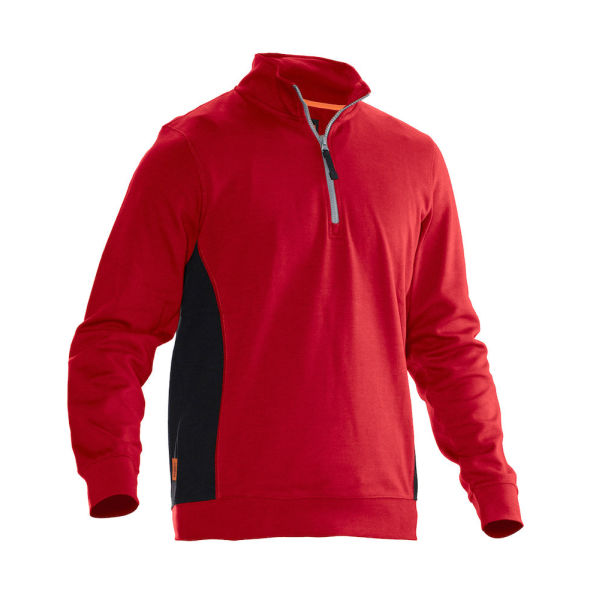 Jobman 5401 Halfzip sweatshirt rood/zwart xxl