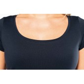 Dames-t-shirt korte mouwen met boothals White XXL