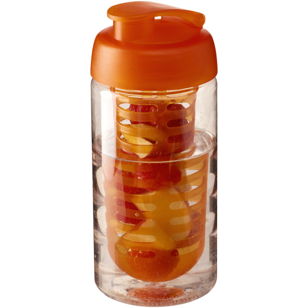 H2O Active® Bop 500 ml sportfles en infuser met flipcapdeksel - Transparant/Oranje