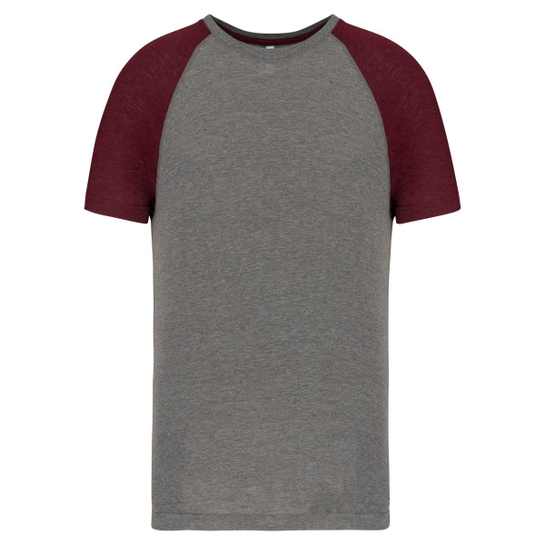 Tweekleurig Triblend sport-t-shirt met korte mouwen volwassene Grey Heather / Wine Heather S