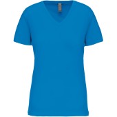 Dames-t-shirt BIO150 V-hals Tropical Blue XL