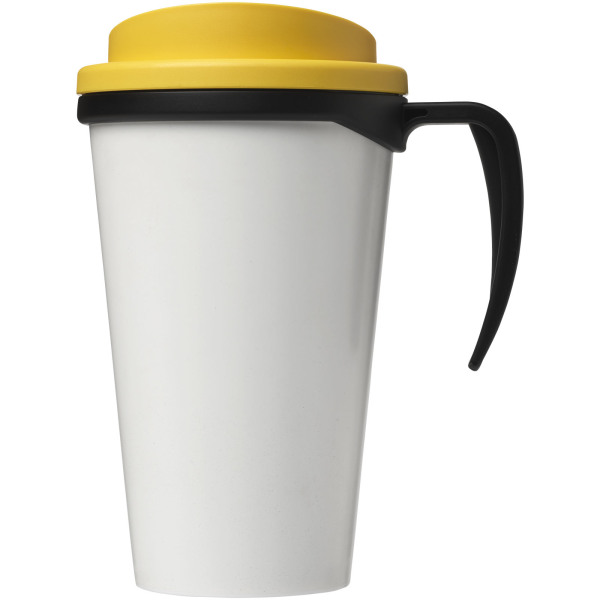 Brite-Americano® grande 350 ml insulated mug - Solid black/Yellow