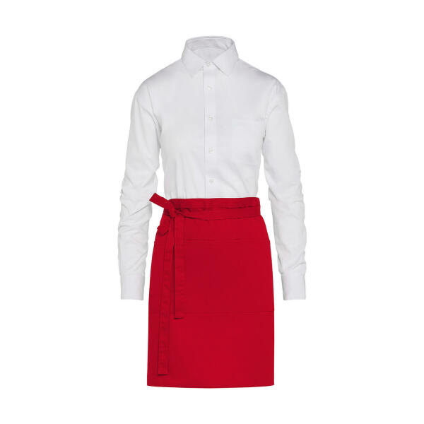 BRUSSELS - Short Bistro Apron with Pocket - Red - One Size