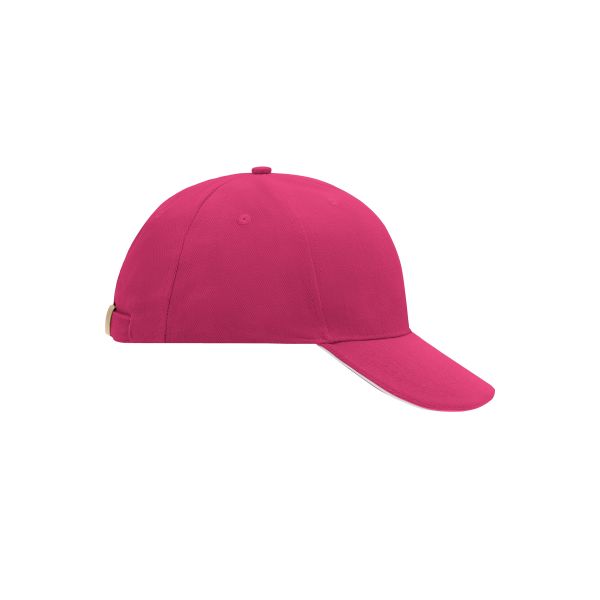 MB024 6 Panel Sandwich Cap - pink/white - one size