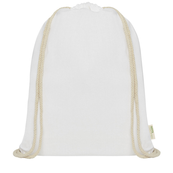 Orissa 100 g/m² GOTS organic cotton drawstring backpack 5L - White