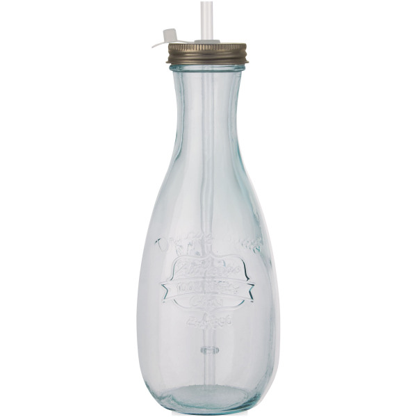 Polpa recycled glass bottle with straw - Transparent clear