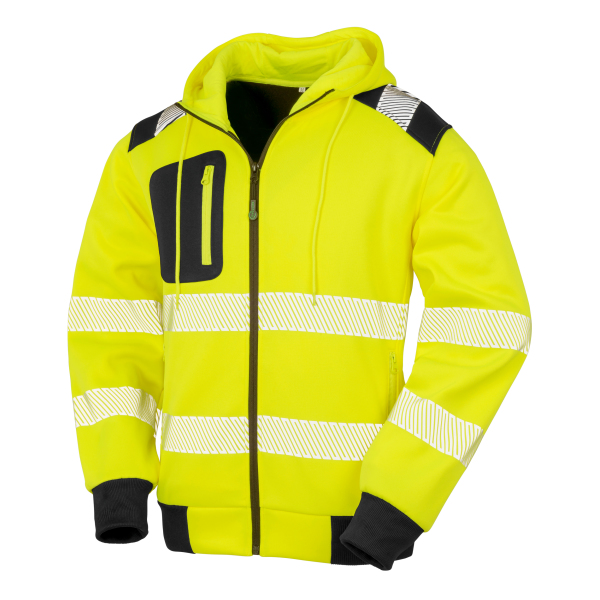 Gerecyclede veiligheidssweater met capuchon Fluorescent Yellow XXL