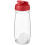 H2O Active® Pulse 600 ml sportfles met shaker bal - Rood/Transparant