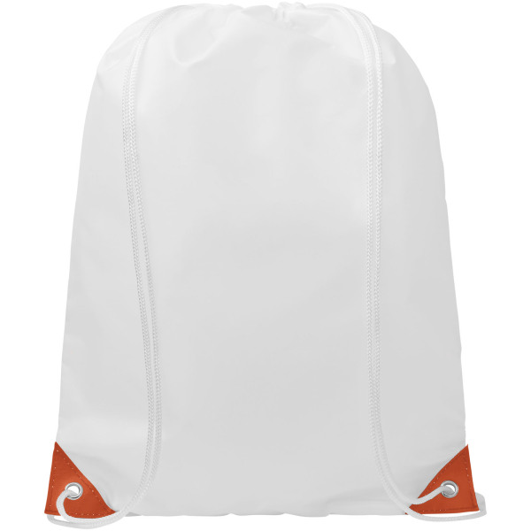 Oriole drawstring backpack with coloured corners 5L - White/Orange