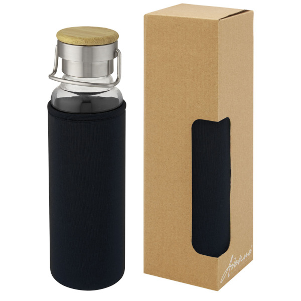 Thor 660 ml glass bottle with neoprene sleeve - Solid black