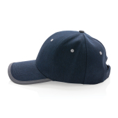 Impact AWARE™ 6 panel 280gr recycled katoen cap met bies, donkerblauw