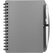 PU notitieboek met balpen grijs
