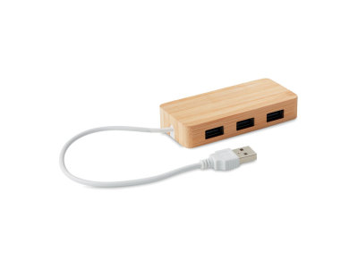 VINA - USB hub bamboe 3 poorten