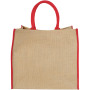 Harry coloured edge jute tote bag 25L - Natural/Red