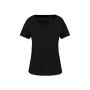Bio dames-t-shirt kraag met onafgewerkte rand korte mouwen Black XL