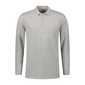 L&S Polo Basic Cot/Elast LS for him grey heather 3XL