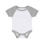 Essential Short Sleeve Baby Baseball Bodysuit, White/Heather Grey, 6-12, Larkwood