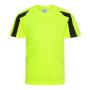 AWDis Kids Cool Contrast T-Shirt, Electric Yellow/Jet Black, 9-11, Just Cool