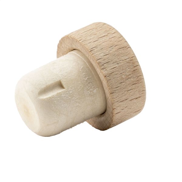 Wooden bottle stopper with cork