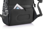 Bobby Soft "Art", anti-theft backpack, black, white