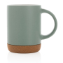 Ceramic mug with cork base, green