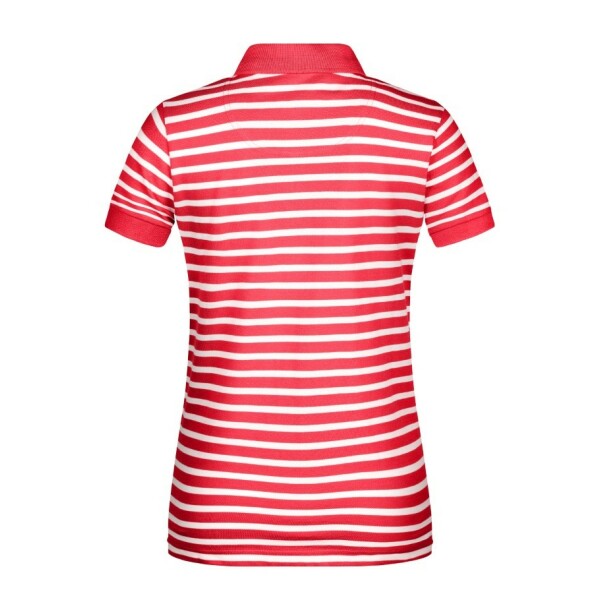 8029 Ladies' Polo Striped rood/wit S