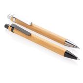 Bambus pen, brun, sølv