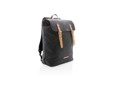Canvas laptop rugzak PVC vrij, zwart Canvas laptop rugzak PVC vrij, zwart