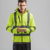 THC ZAGREB WORK. High-visibility softshell jacket for men, with removable hood